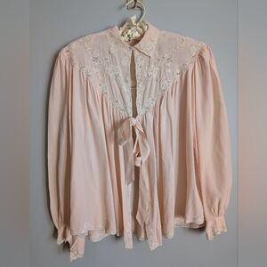 Vintage 1940's silk and lace bed jacket